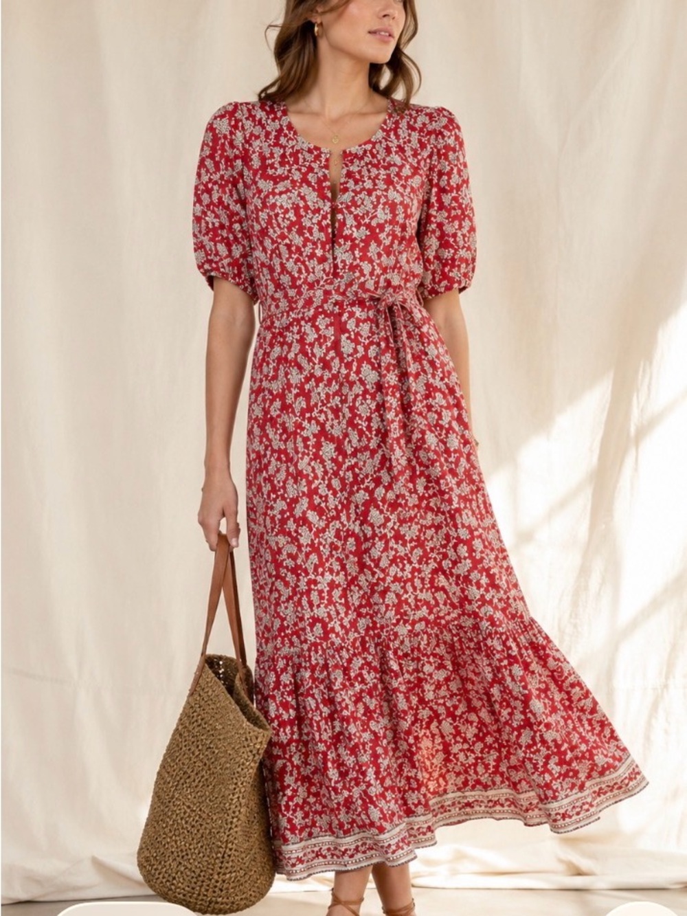 Madewell Red Floral‎ Maxi Dress